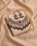 Ruby red kundan bridal necklace set with matching earrings